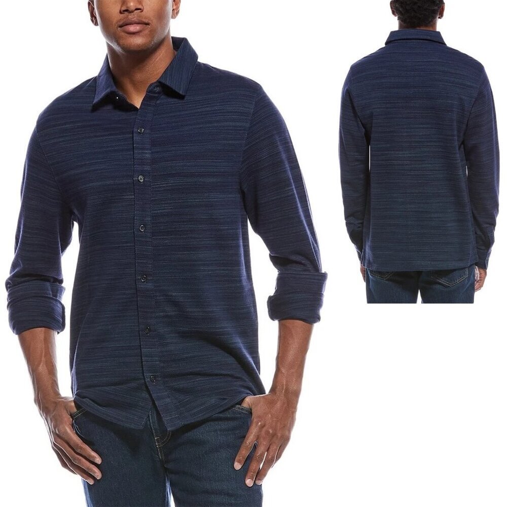NWT New $98 Scotch & Soda Long Sleeve Space Dyed Button Front Polo Shirt Size S